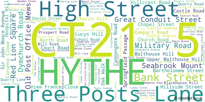 A word cloud for the CT21 5 postcode